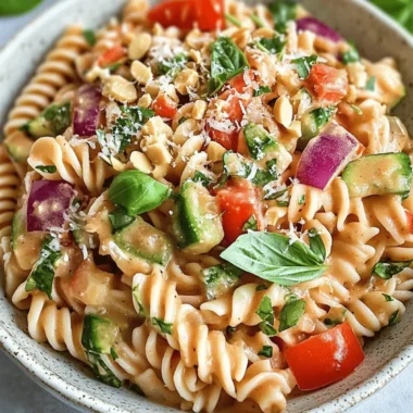 Chilled Angel Hair Pasta with Crunchy Veggies & Creamy Peanut Dressing