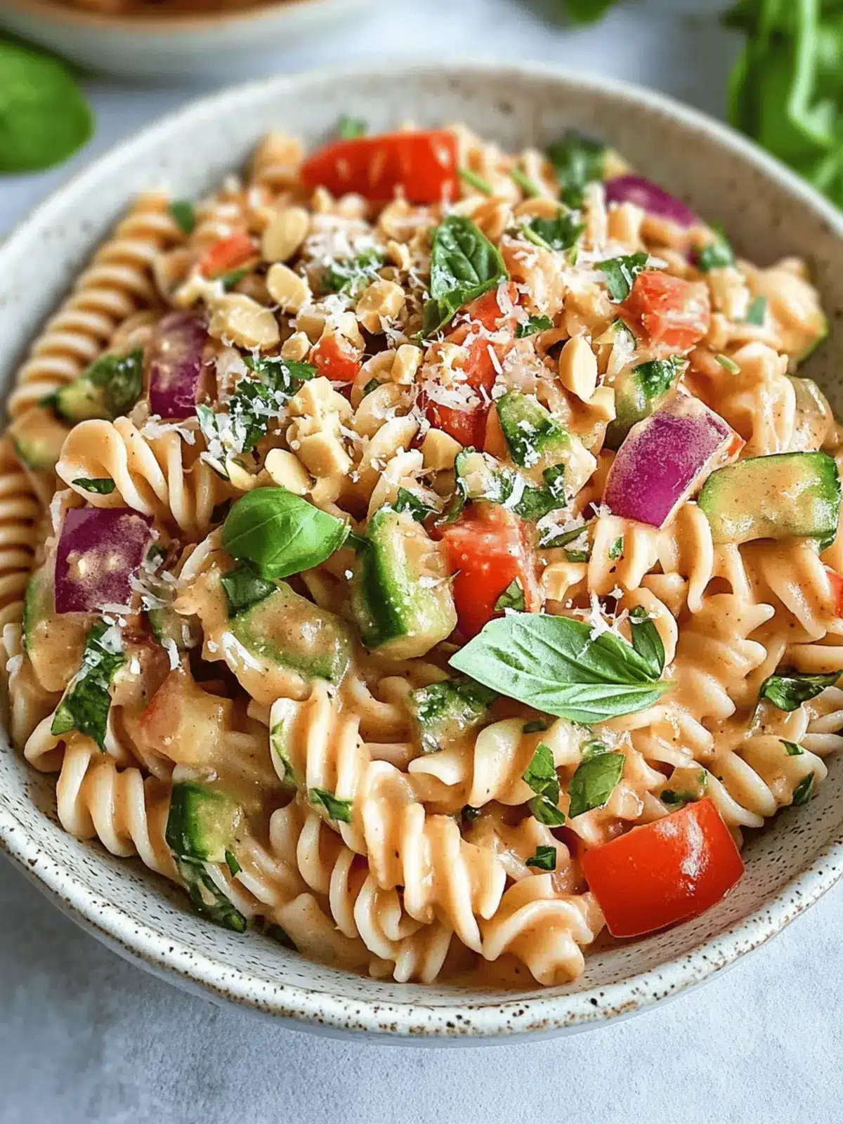 Chilled Angel Hair Pasta with Crunchy Veggies & Creamy Peanut Dressing