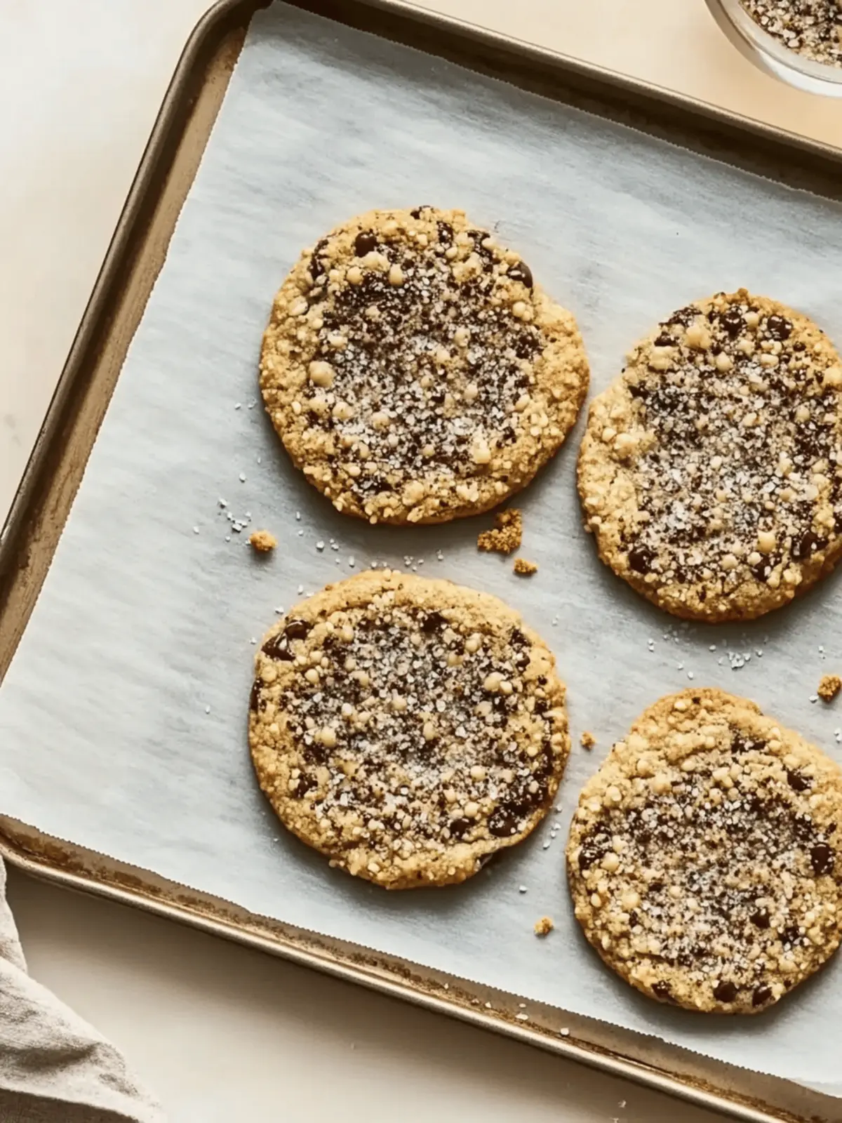 Salted chocolate chip tahini cookies