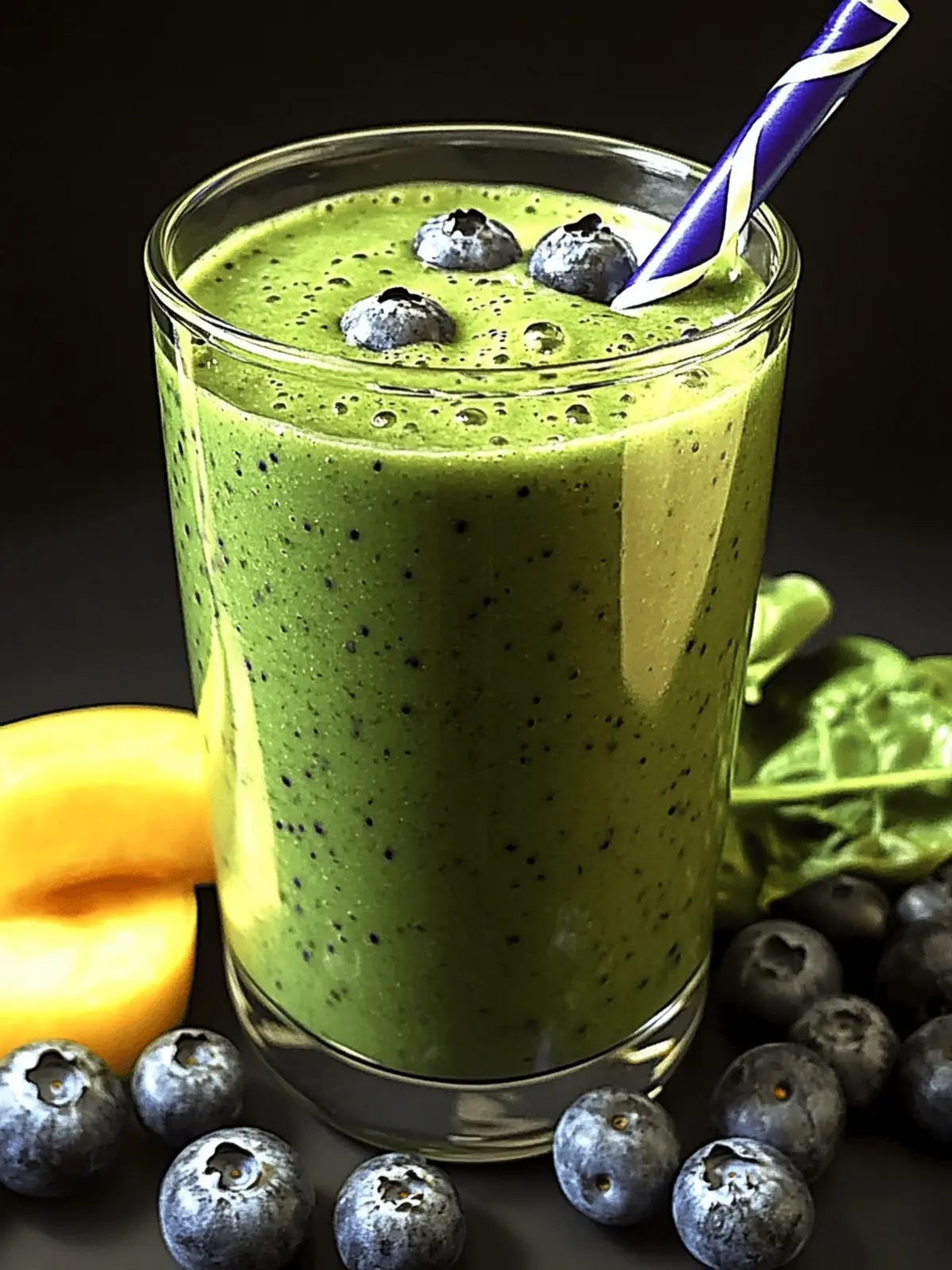 Creamy Green Power Smoothie with Blueberries