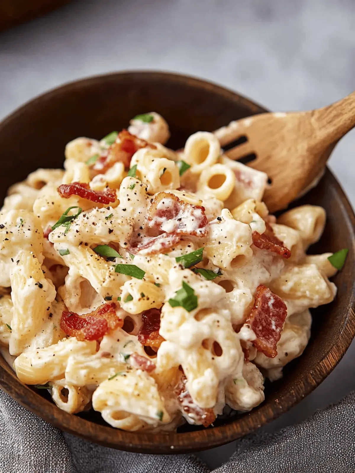 Creamy Bacon Cheddar Ranch Pasta Salad