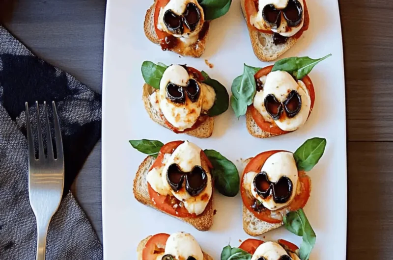 Halloween Caprese Crostini with Fun Mozzarella Skulls 1 Halloween Caprese Crostini
