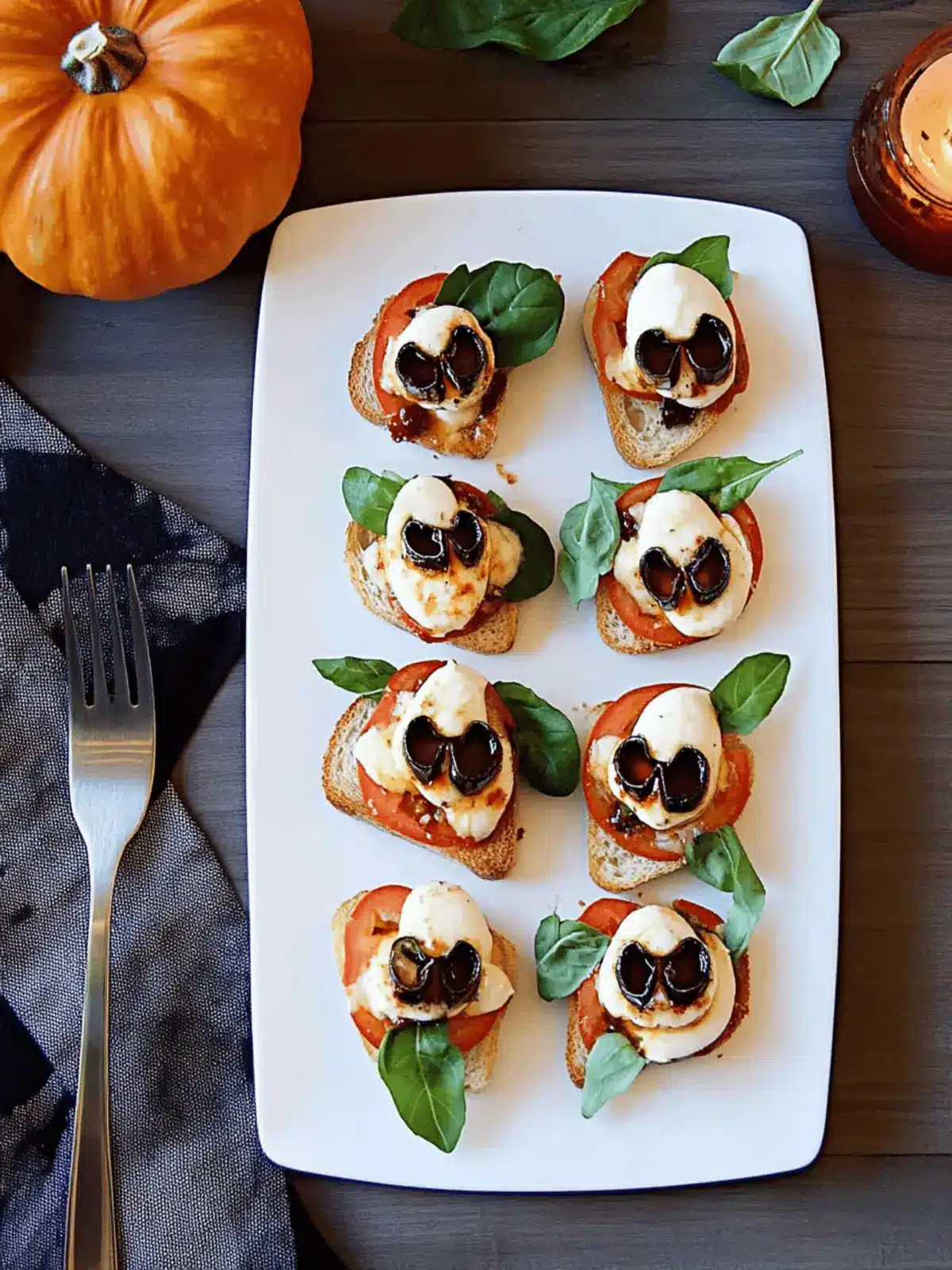 Halloween Caprese Crostini