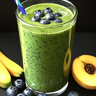 Creamy Green Power Smoothie with Blueberries