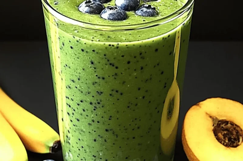 Creamy Green Power Smoothie with Blueberries