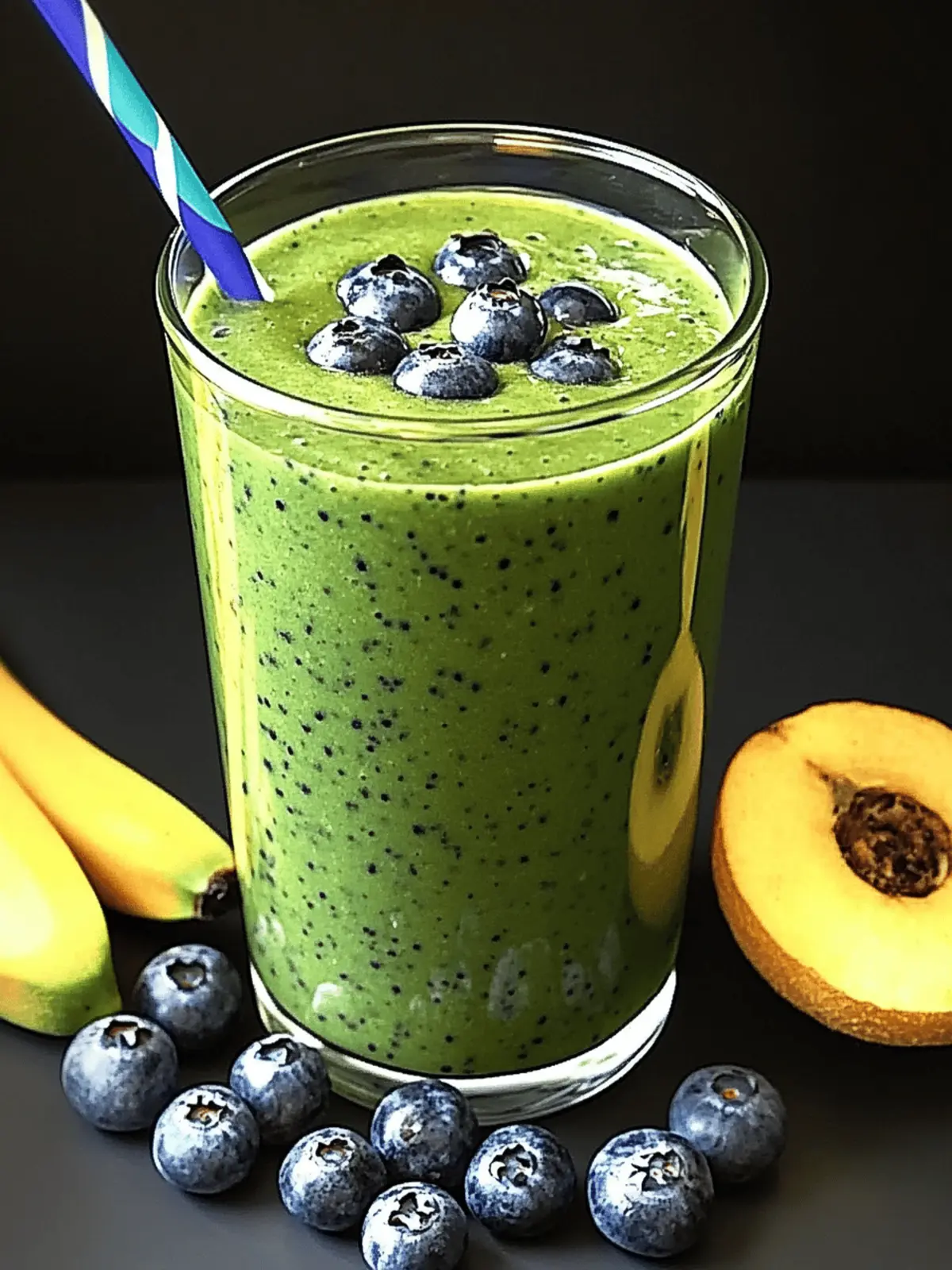 Creamy Green Power Smoothie with Blueberries