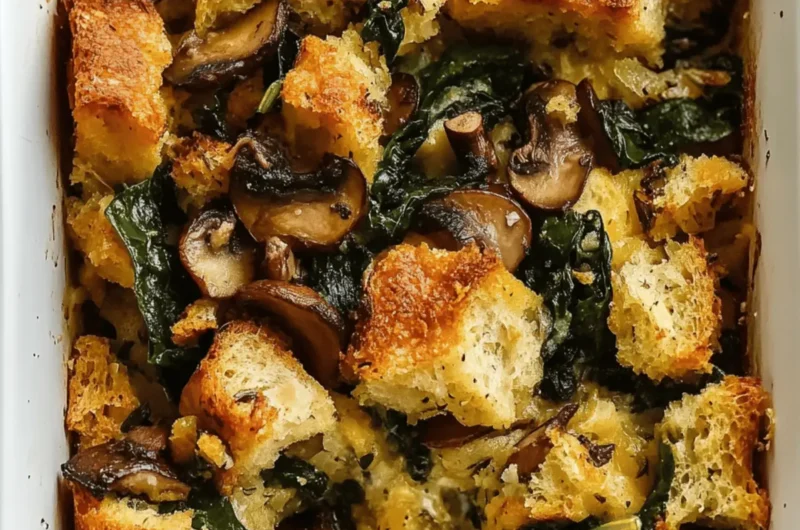 Cheesy Spinach and Mushroom Breakfast Stuffing