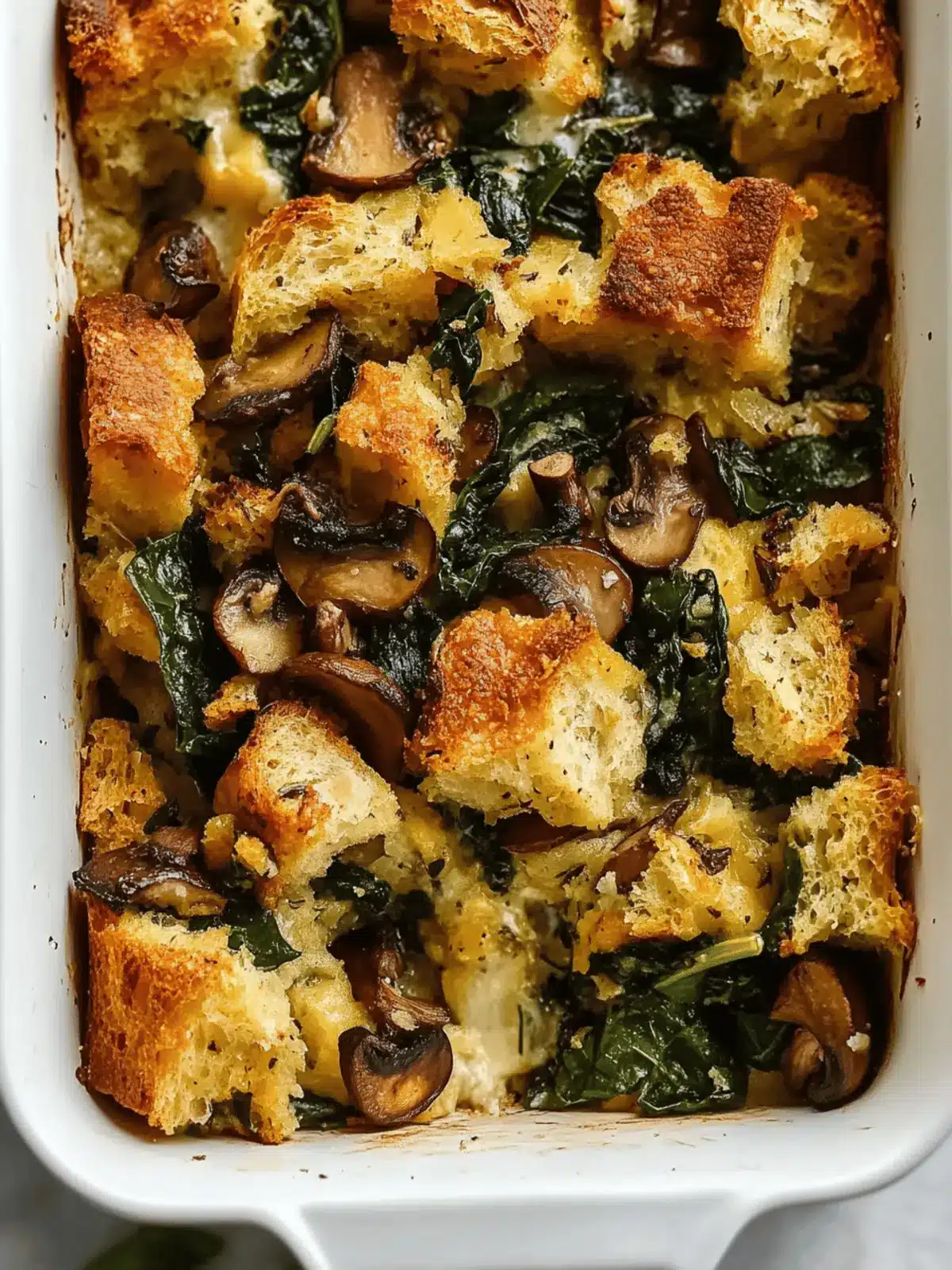 Cheesy Spinach and Mushroom Breakfast Stuffing