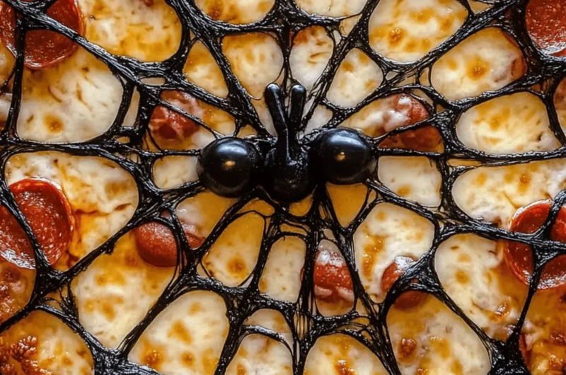Easy Spiderweb Halloween Pizza