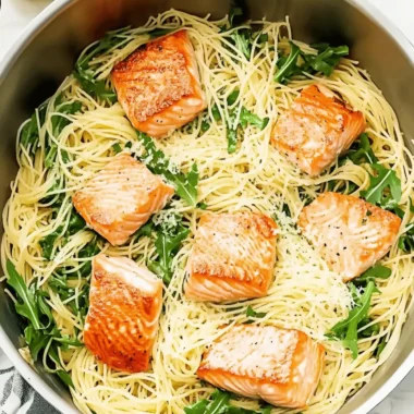 Angel Hair Pasta with Salmon, Arugula, and Creamy Lemon-Parmesan Sauce
