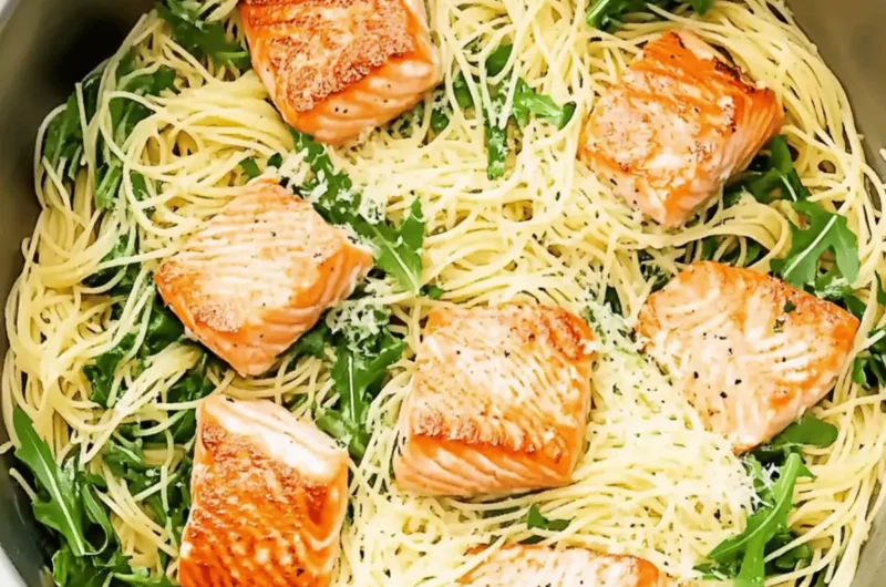 Light and Fresh Angel Hair Pasta with Salmon and Creamy Sauce 1 Angel Hair Pasta with Salmon, Arugula, and Creamy Lemon-Parmesan Sauce