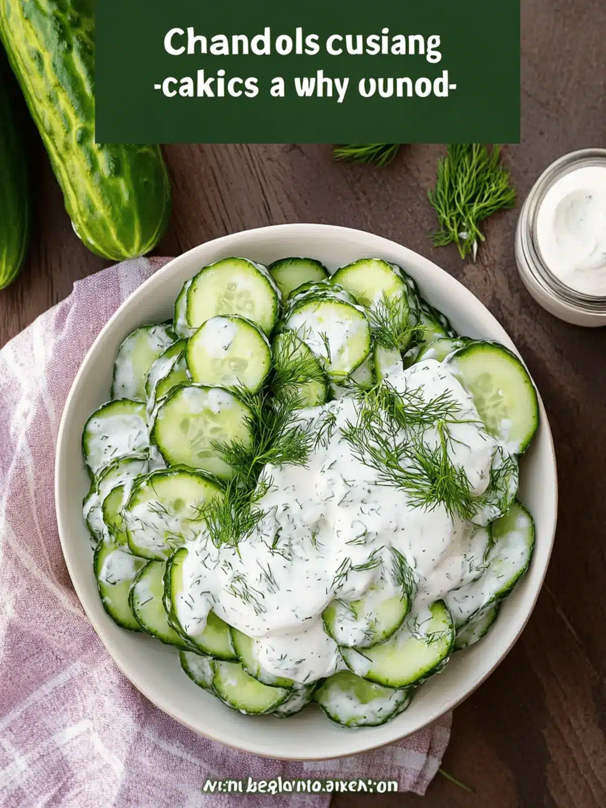Creamy Dill Cucumber Salad with Sour Cream and Fresh Baby Dill