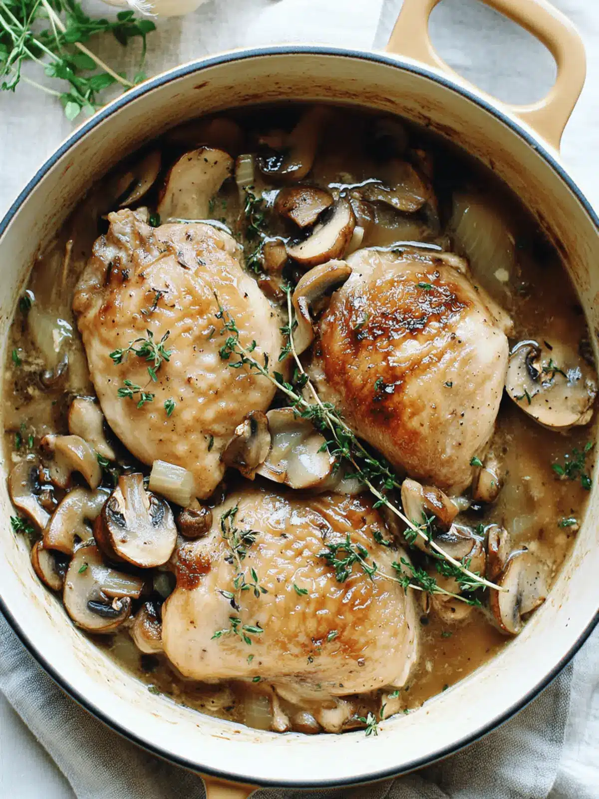 Braised Chicken with Mushrooms and Shallots