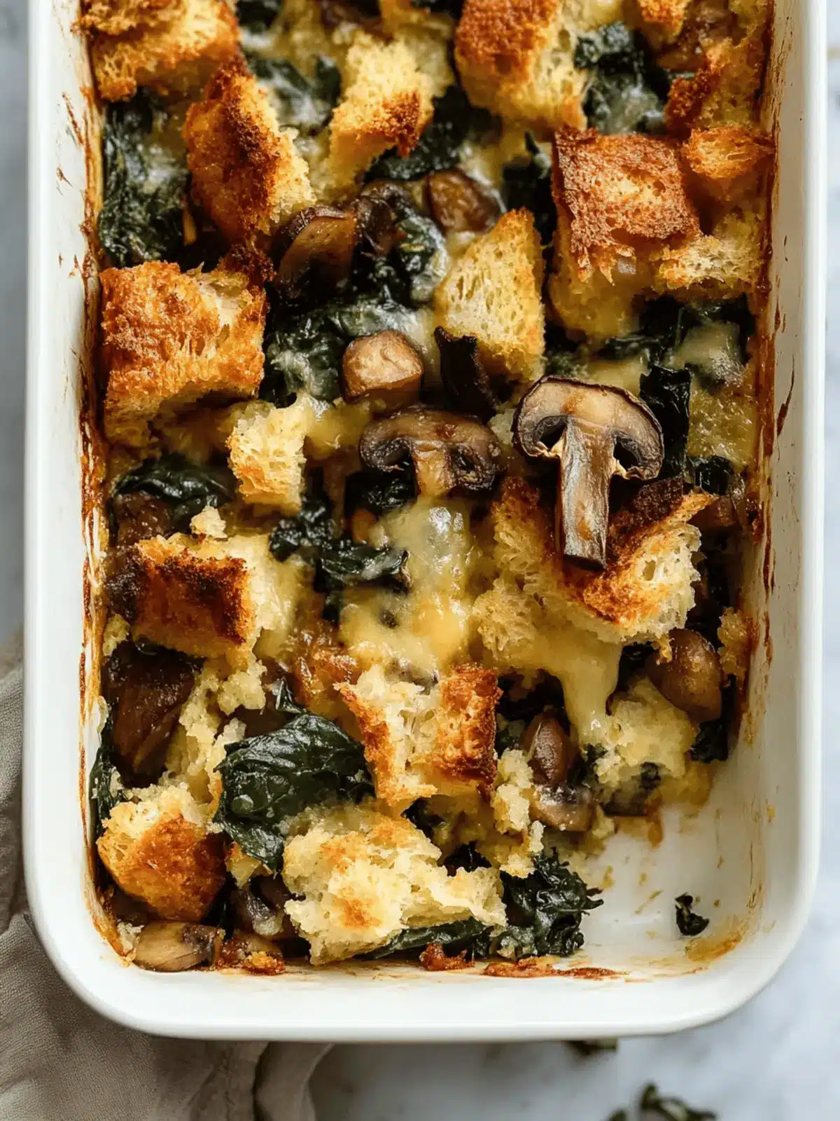 Cheesy Spinach and Mushroom Breakfast Stuffing