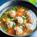 Traditional Mexican Albondigas Soup with Fresh Mint and Veggies