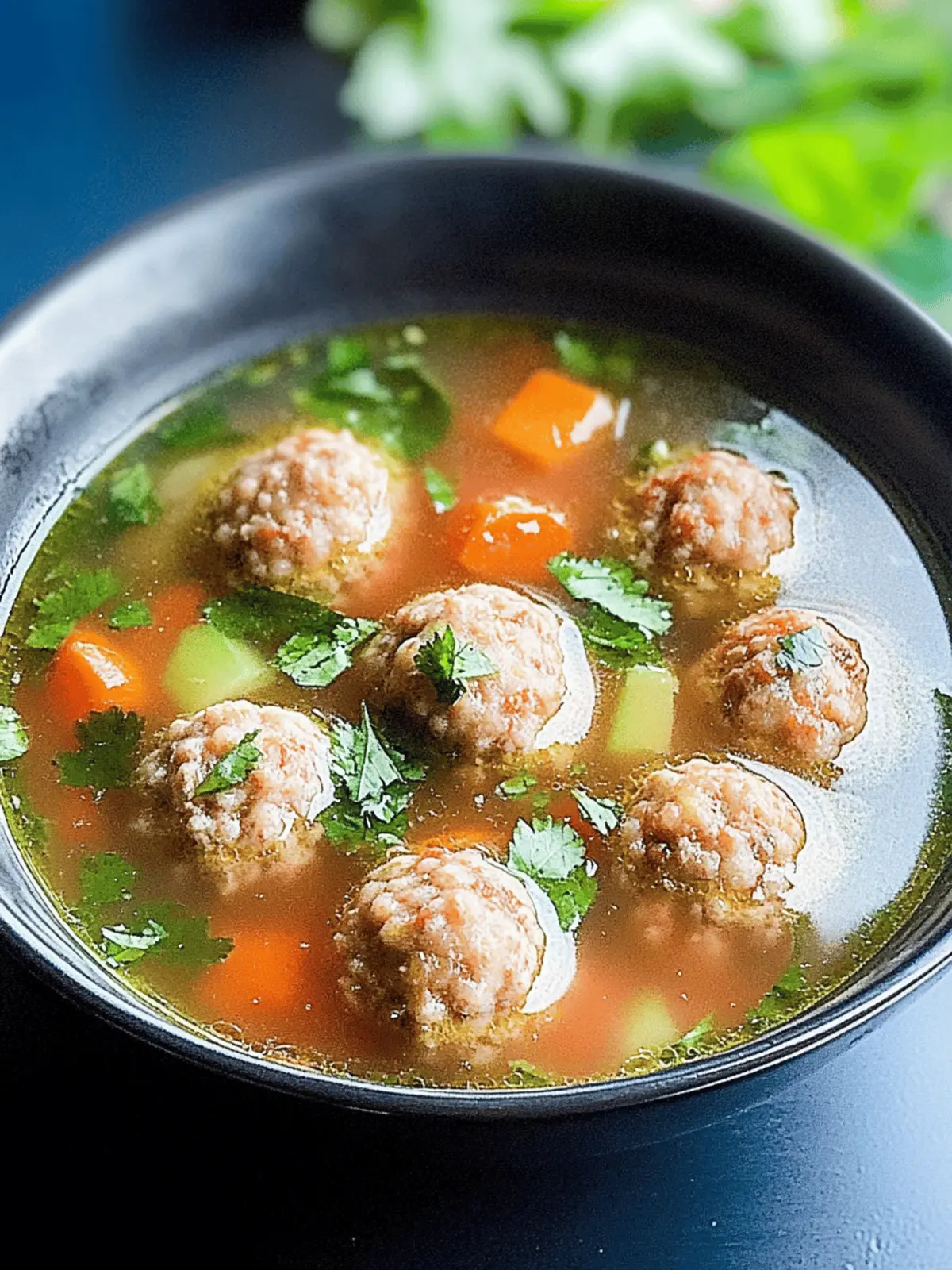Traditional Mexican Albondigas Soup with Fresh Mint and Veggies