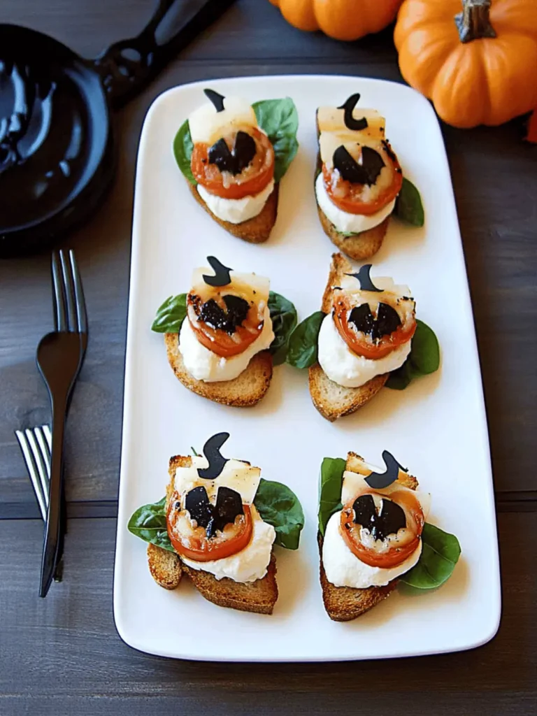 Halloween Caprese Crostini