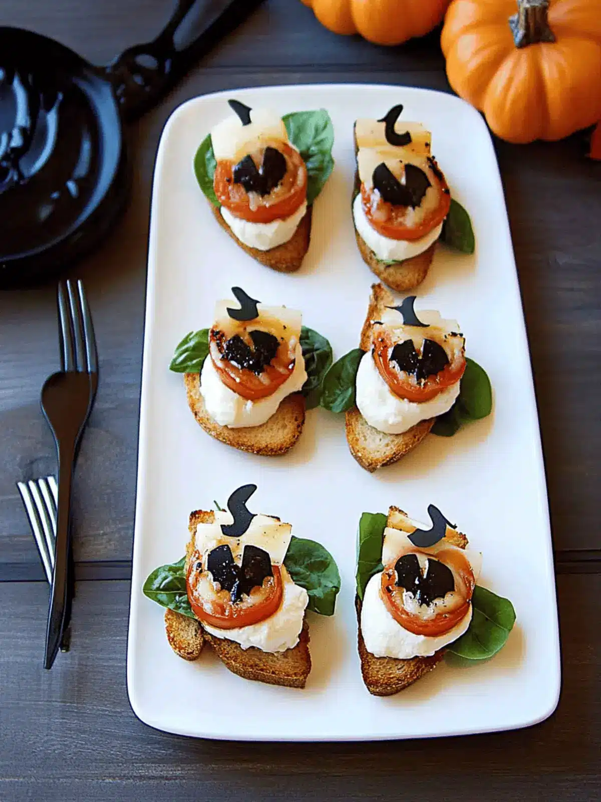 Halloween Caprese Crostini with Fun Mozzarella Skulls 3 Halloween Caprese Crostini