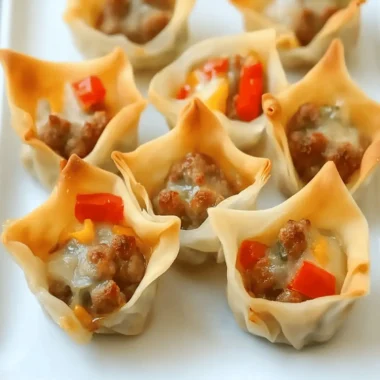 Homemade Pork Sausage Wonton Cups