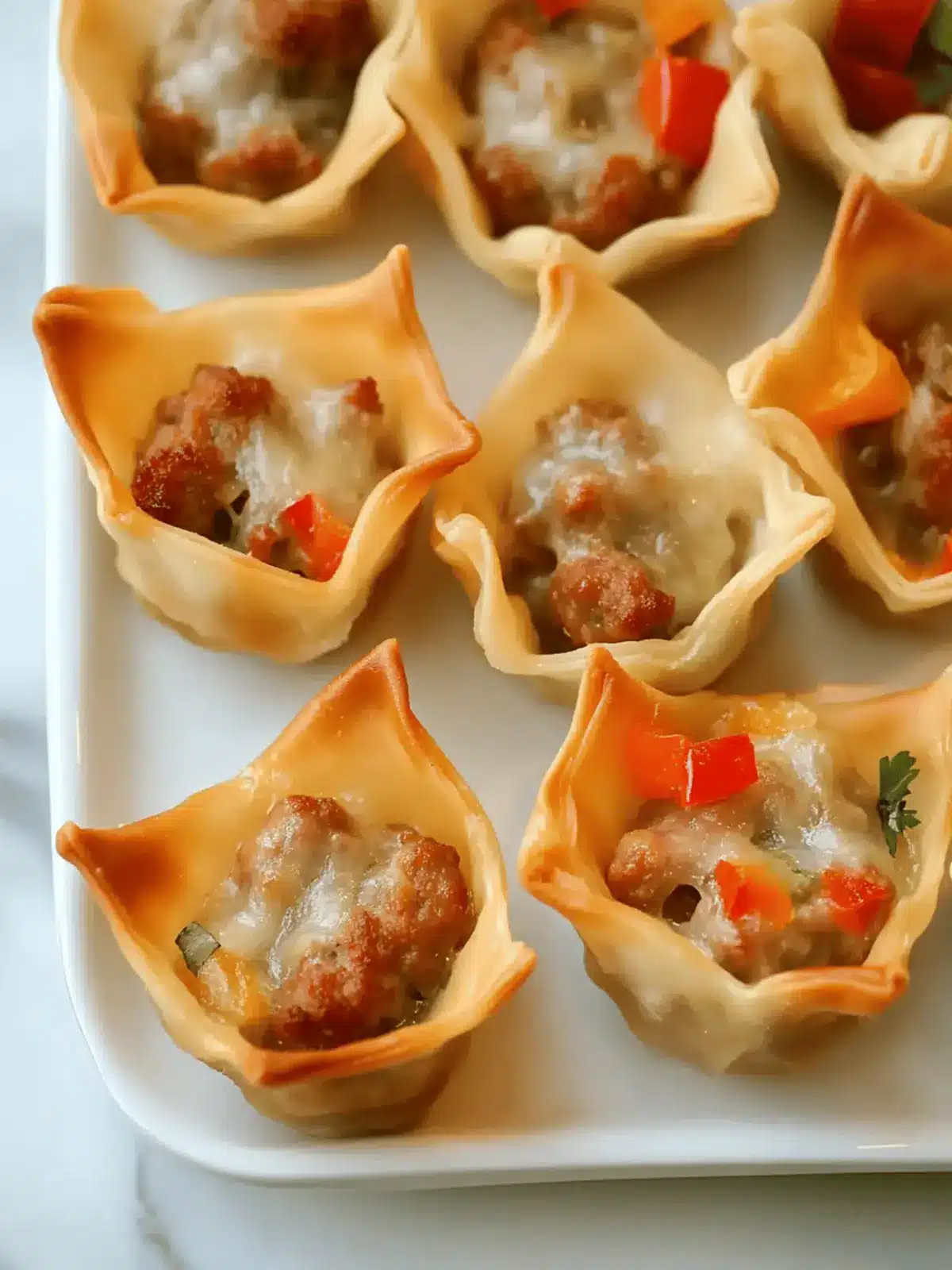 Savory Homemade Pork Sausage Wonton Cups for Easy Entertaining 2 Homemade Pork Sausage Wonton Cups