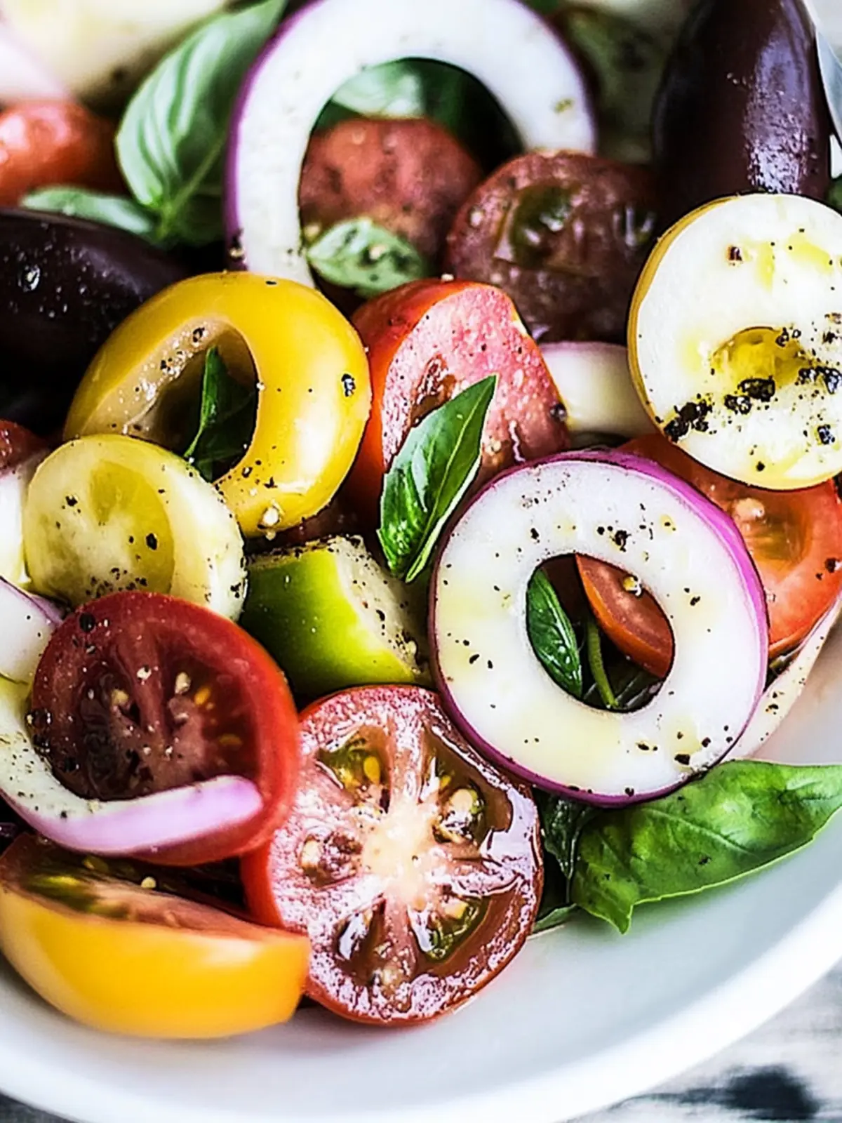 Heirloom Tomato Caprese Salad with a Zesty Olive Twist 3 Heirloom Tomato Caprese Salad