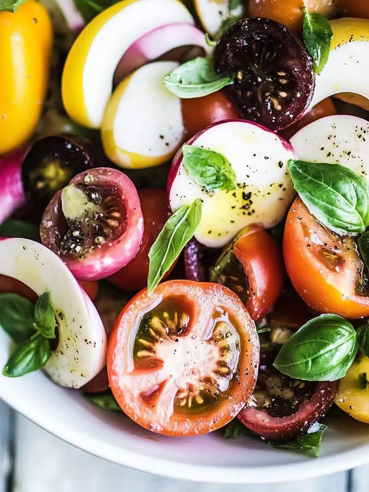 Heirloom Tomato Caprese Salad with a Zesty Olive Twist 5 Heirloom Tomato Caprese Salad