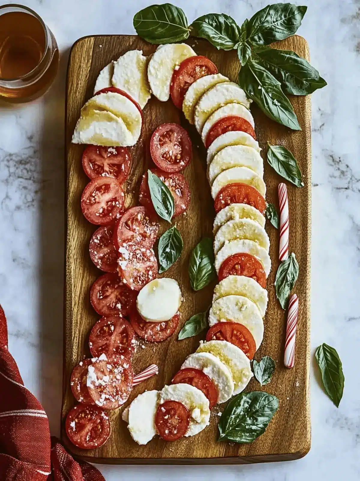 Candy Cane Caprese Board