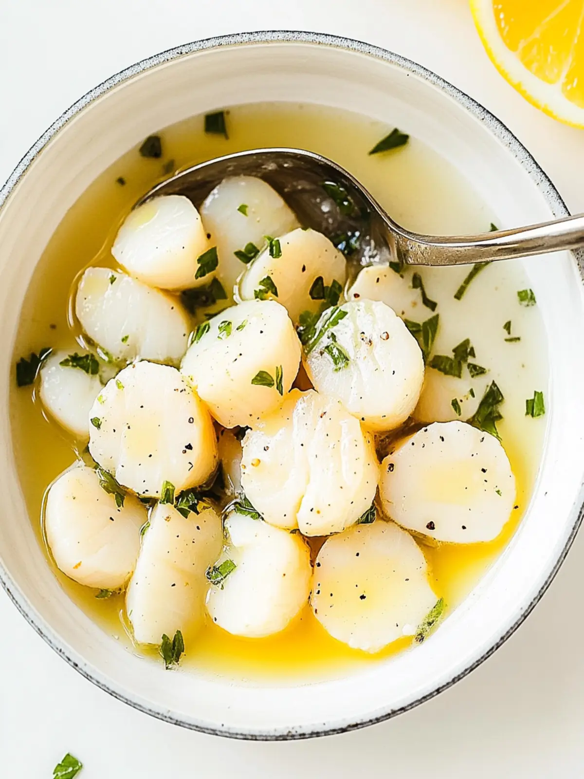 Sautéed Bay Scallops in Zesty Lemon Butter Bliss 2 Sautéed Bay Scallops
