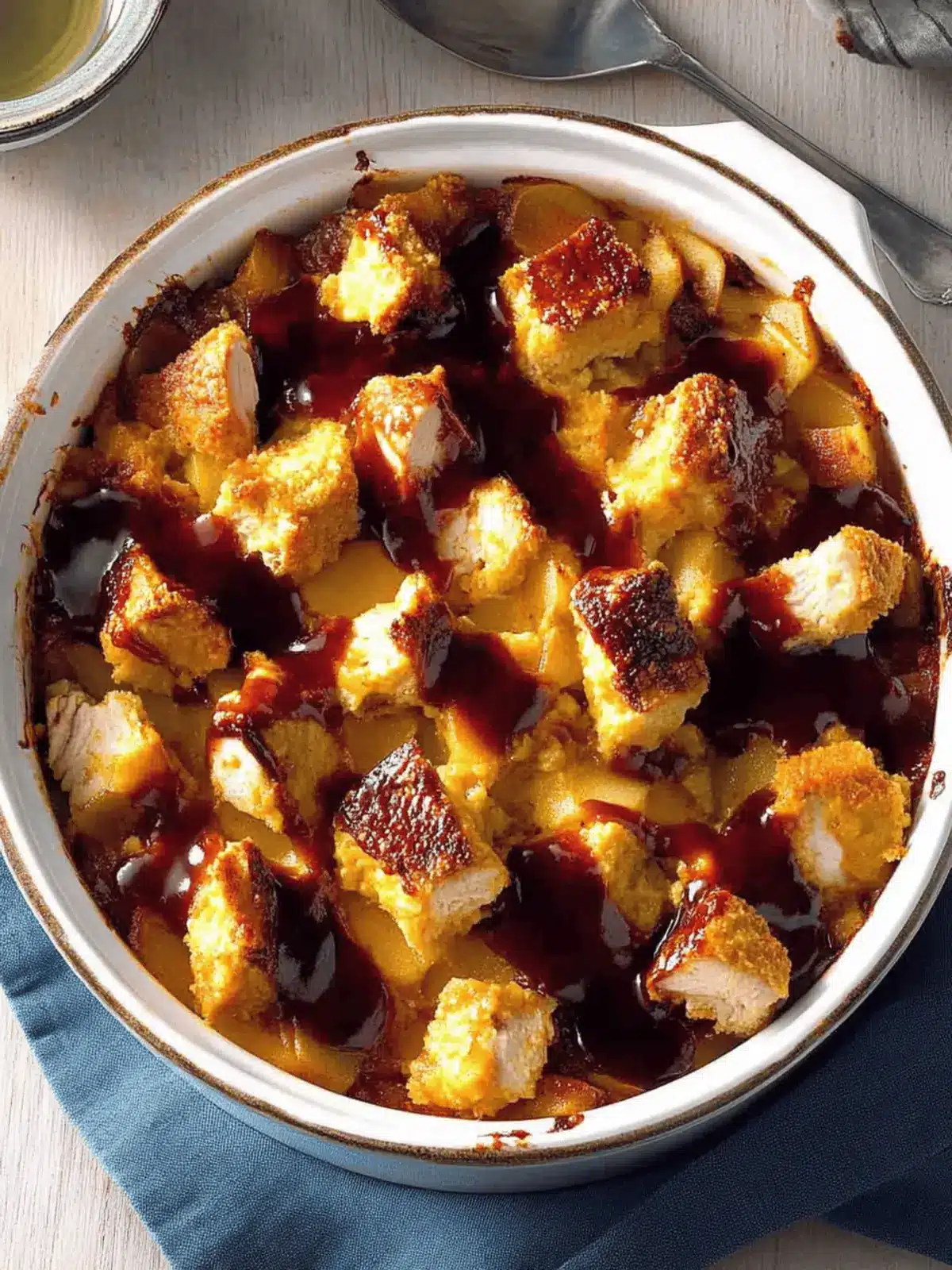 BBQ Chicken and Apple Bread Pudding