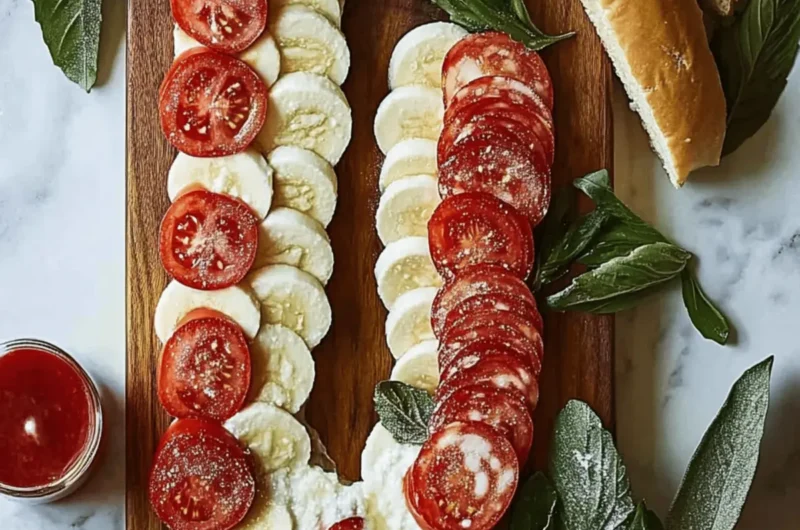 Candy Cane Caprese Board