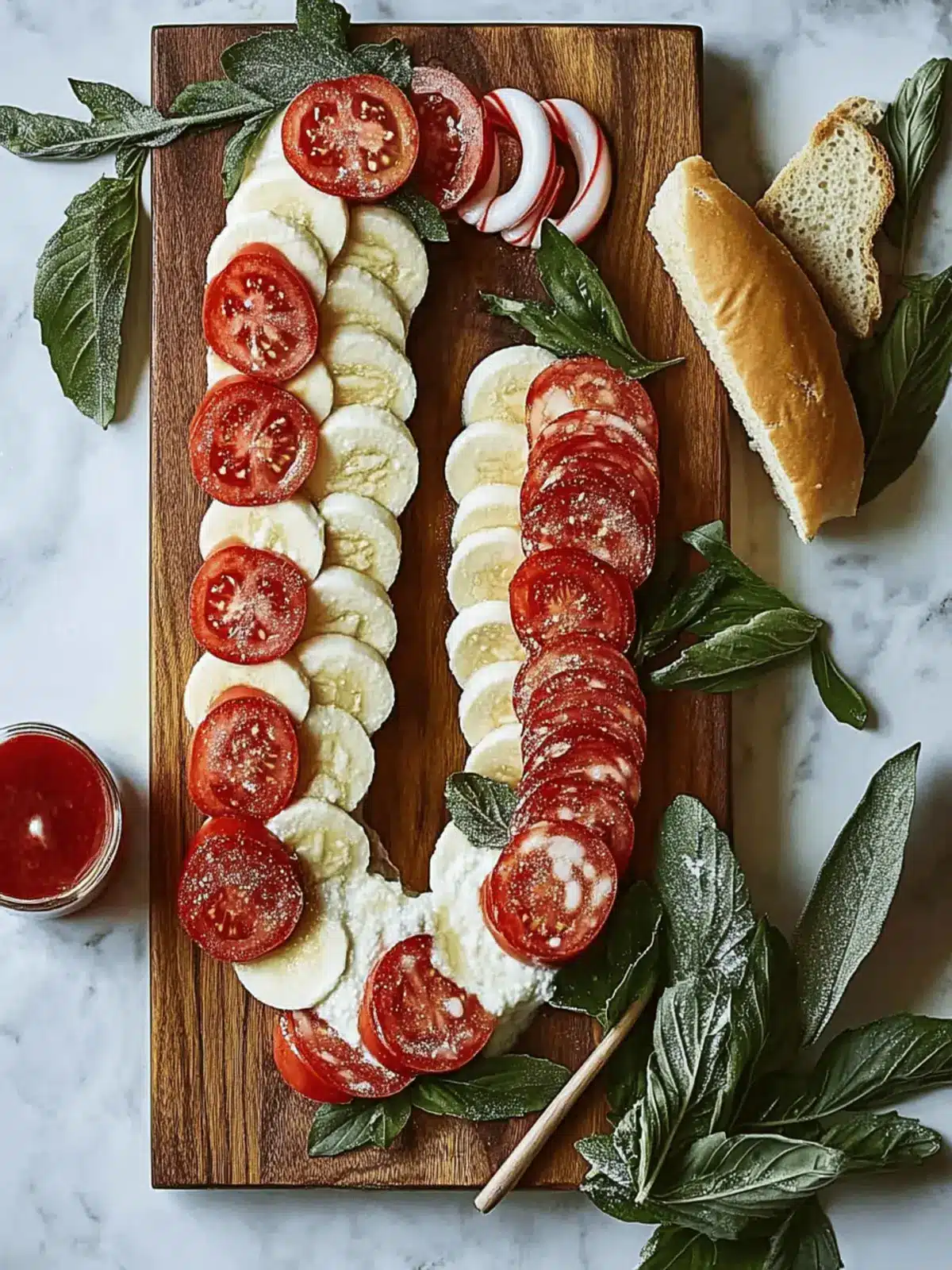 Candy Cane Caprese Board