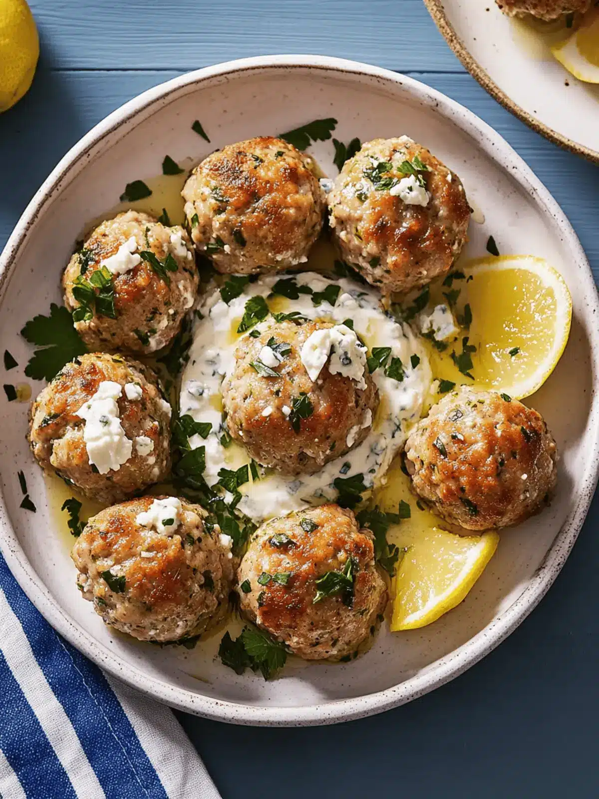Delicious Turkey Feta Meatballs with Zesty Lemon Yogurt Sauce 5 Turkey Feta Meatballs