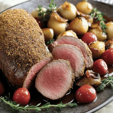 Porcini-Dusted Tenderloin with Wine Sauce