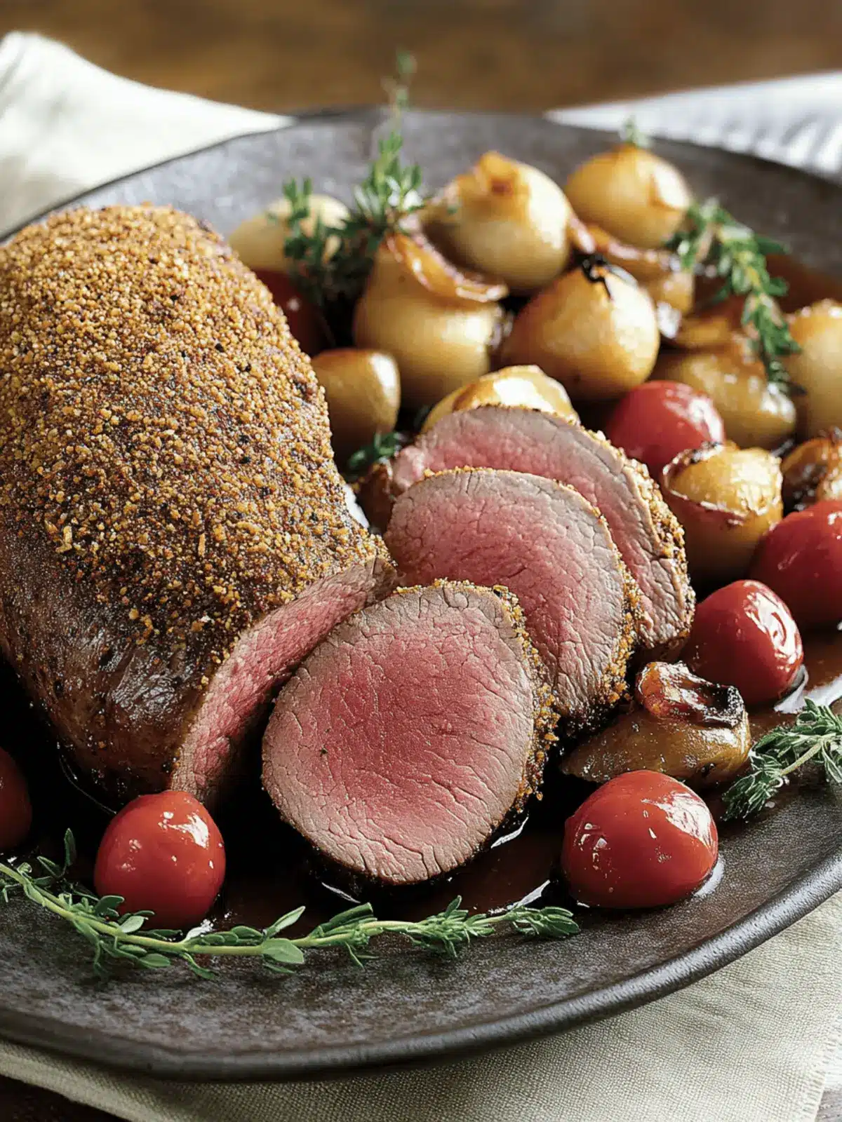 Porcini-Dusted Tenderloin with Wine Sauce