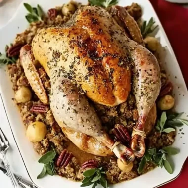 Mouthwatering Roast Turkey with Pecan, Sausage & Chestnut Stuffing 10 Roast turkey with pecan, sausage & chestnut stuffing & roast shallots