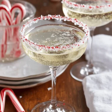Candy Cane Champagne Cocktail