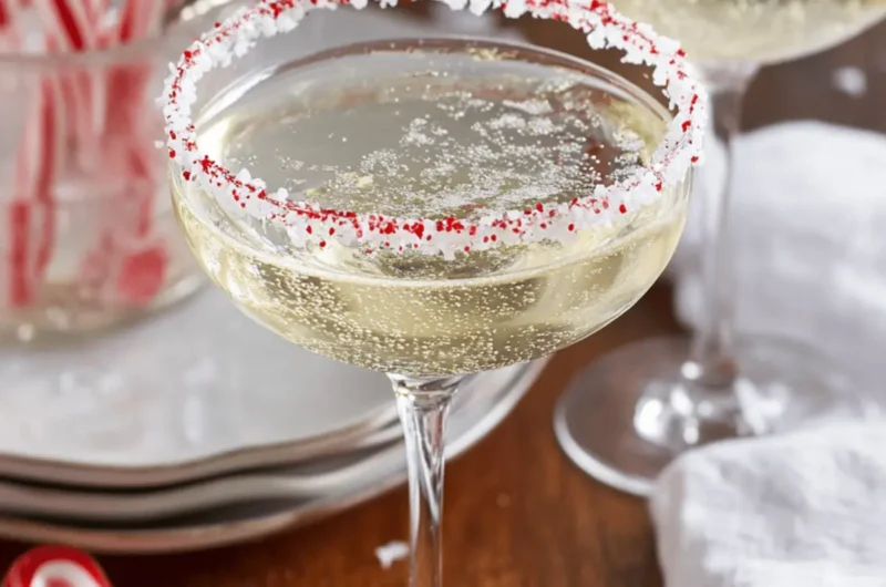 Candy Cane Champagne Cocktail