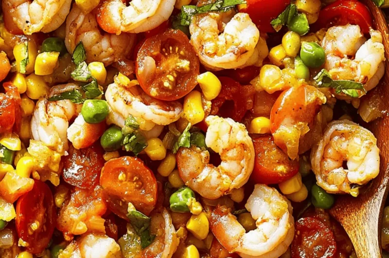 Shrimp & Tomato Succotash Skillet