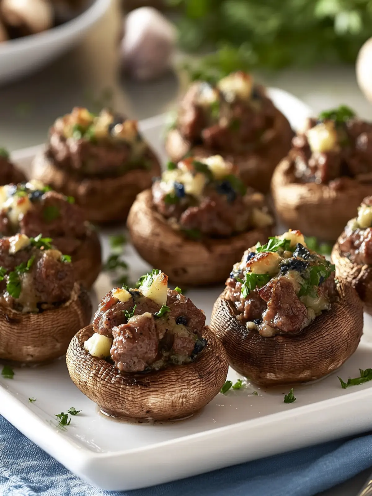Beef and Blue Cheese-Stuffed Mushrooms