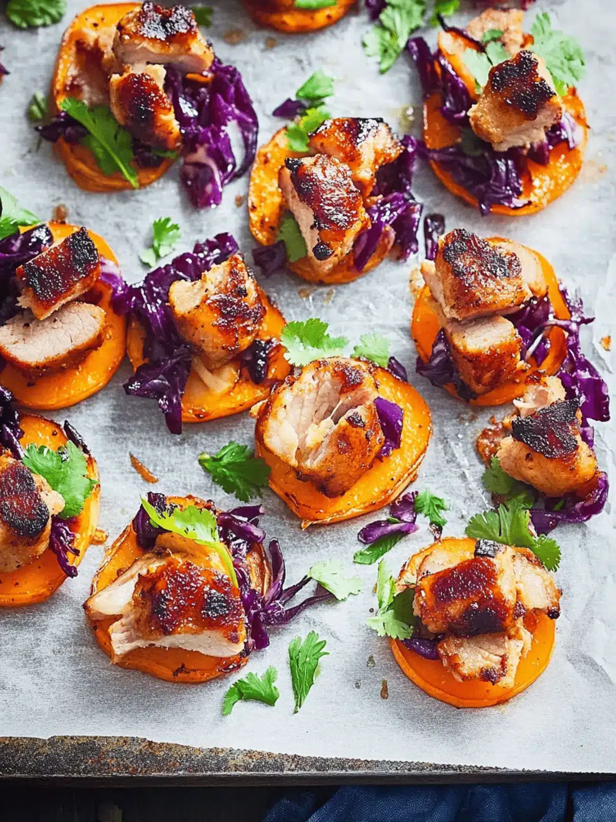 Caramelised pork and kumara bites