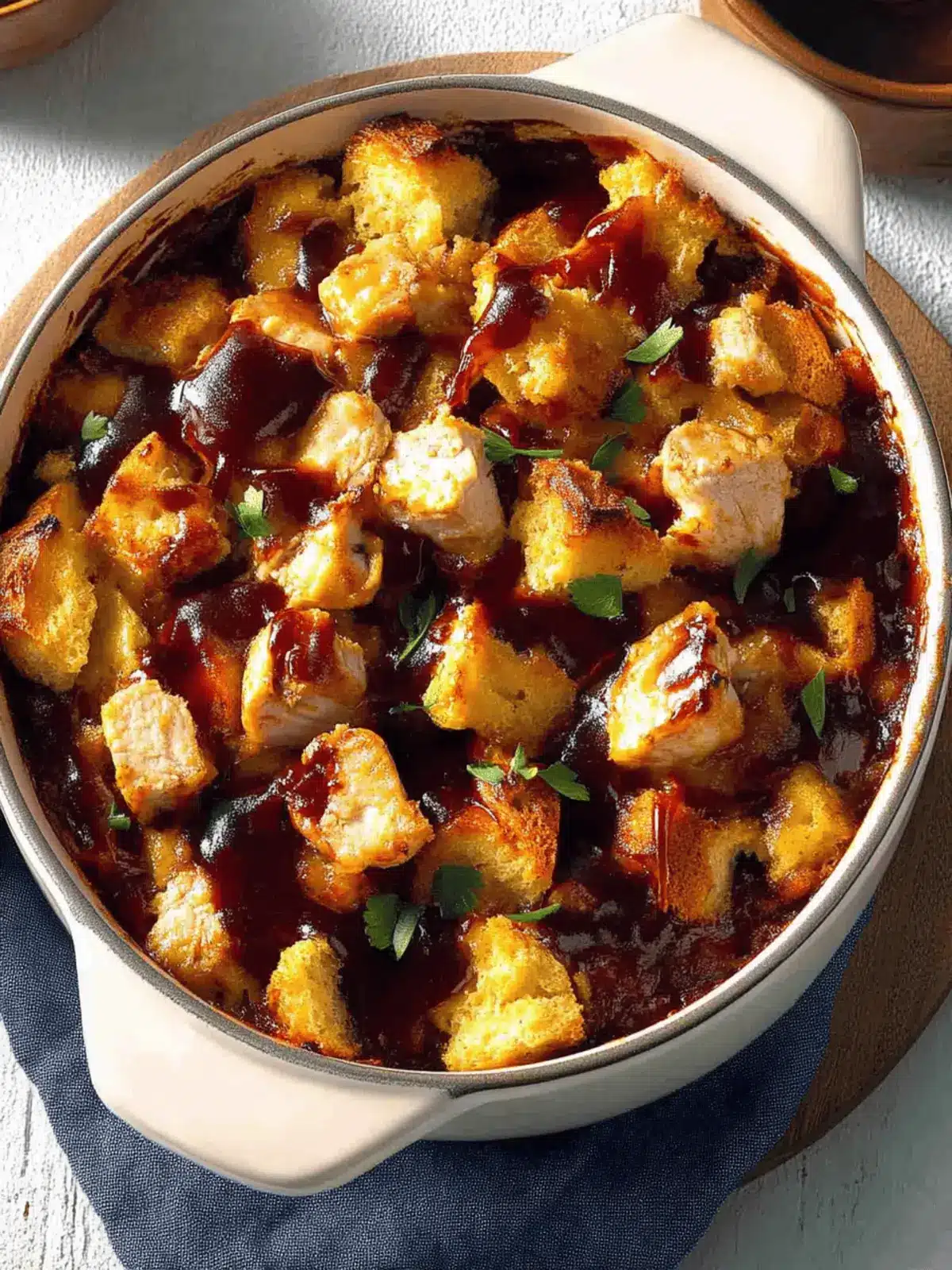 BBQ Chicken and Apple Bread Pudding