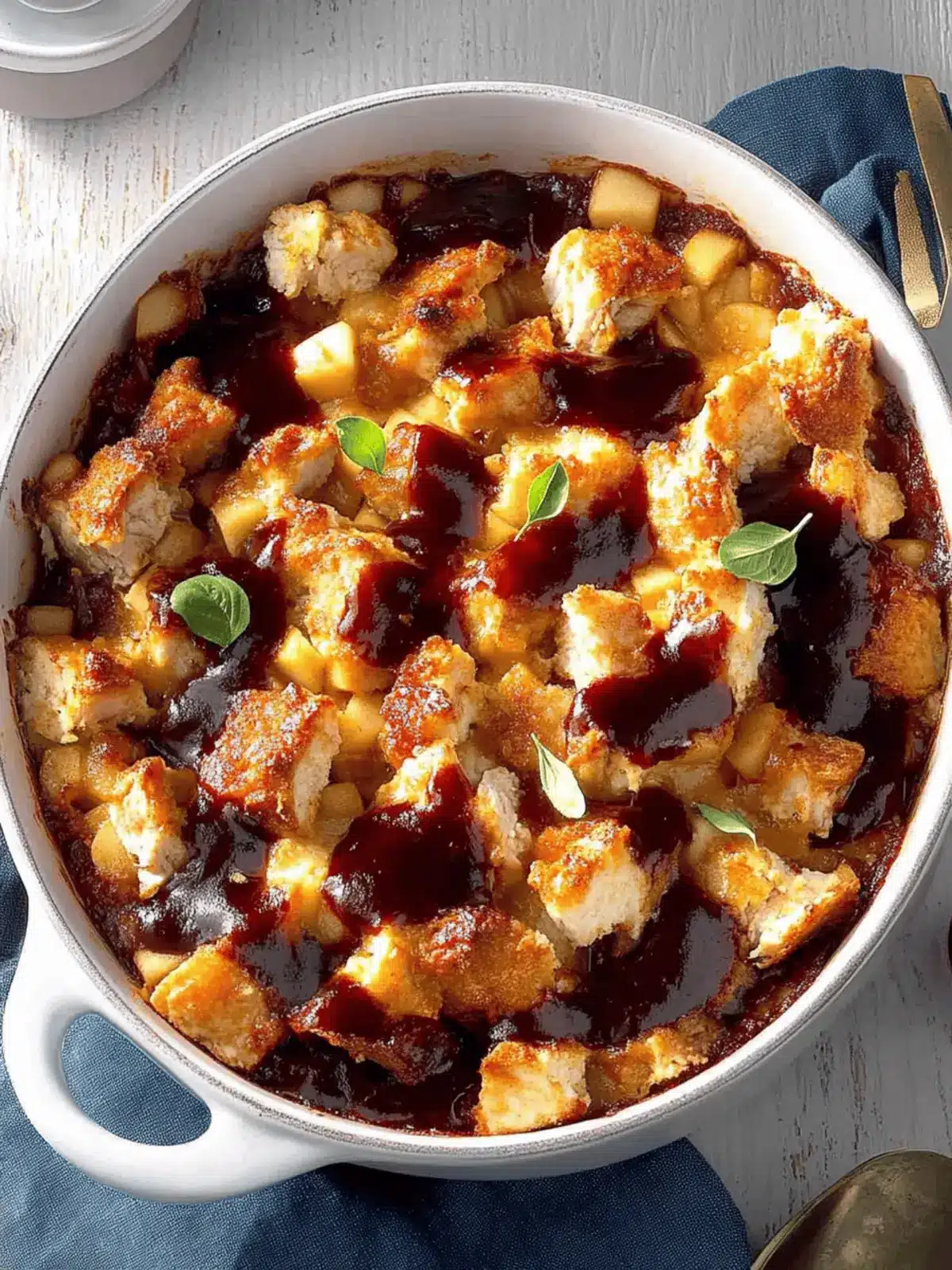 BBQ Chicken and Apple Bread Pudding