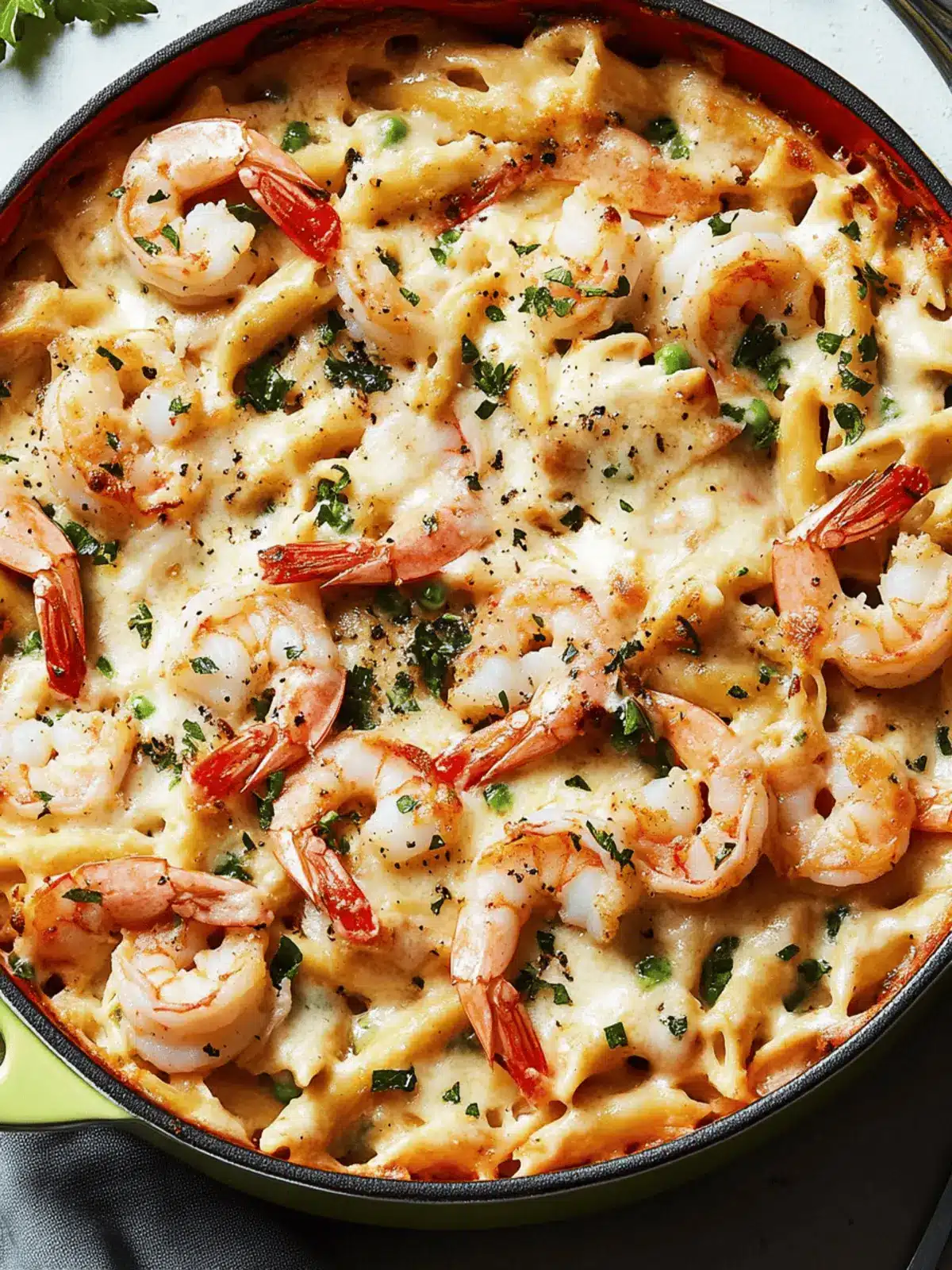 Garlicky Shrimp Alfredo Bake