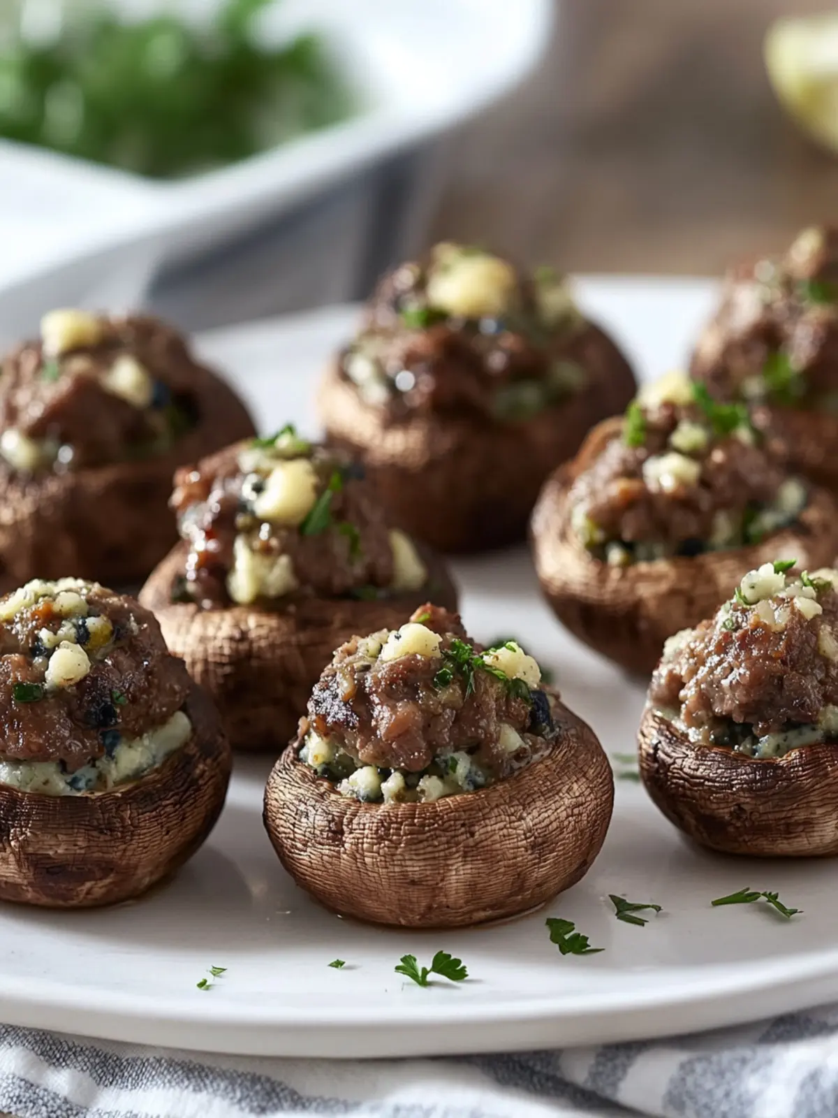 Beef and Blue Cheese-Stuffed Mushrooms