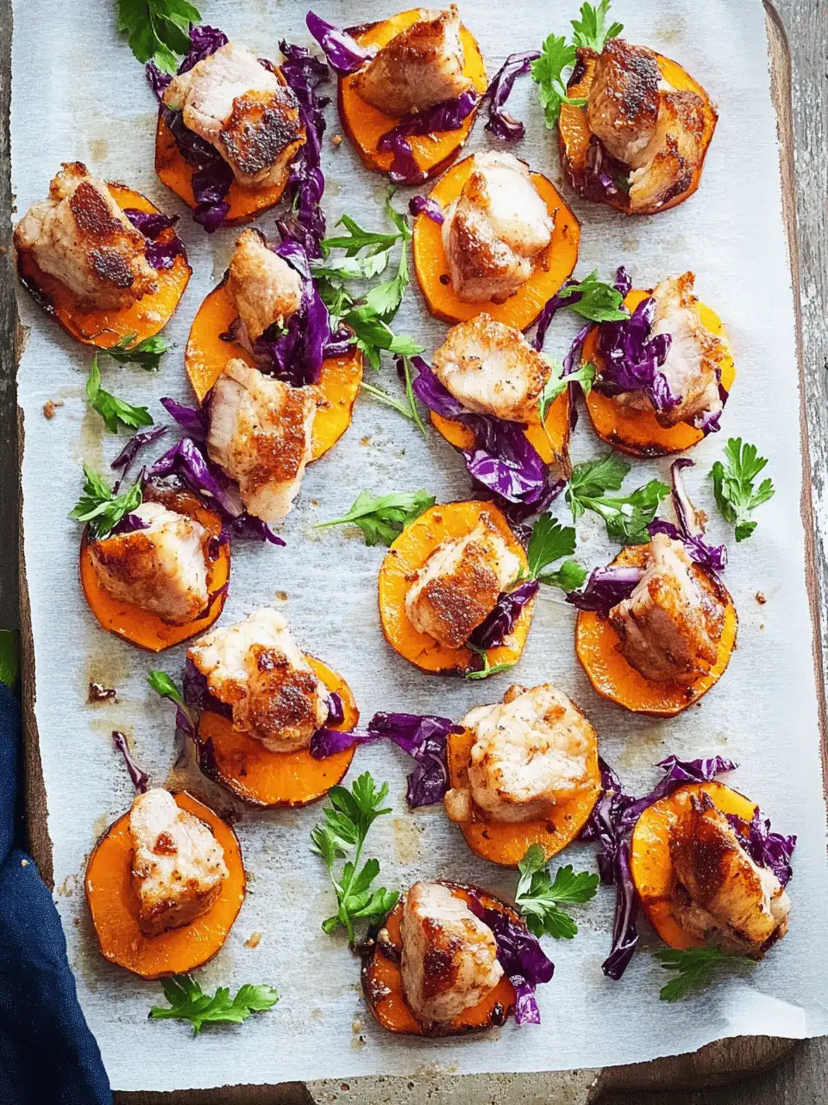 Caramelised pork and kumara bites