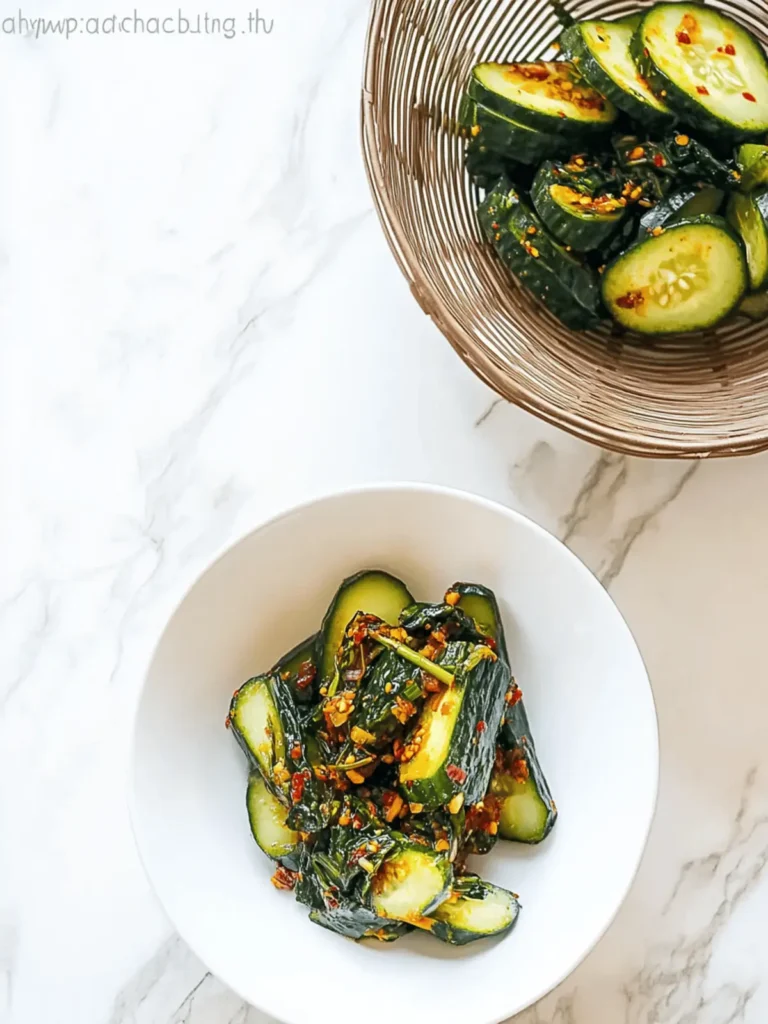Cucumber Kimchi with Chives – Vegan