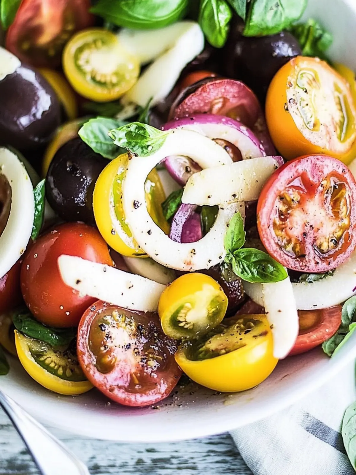 Heirloom Tomato Caprese Salad with a Zesty Olive Twist 2 Heirloom Tomato Caprese Salad