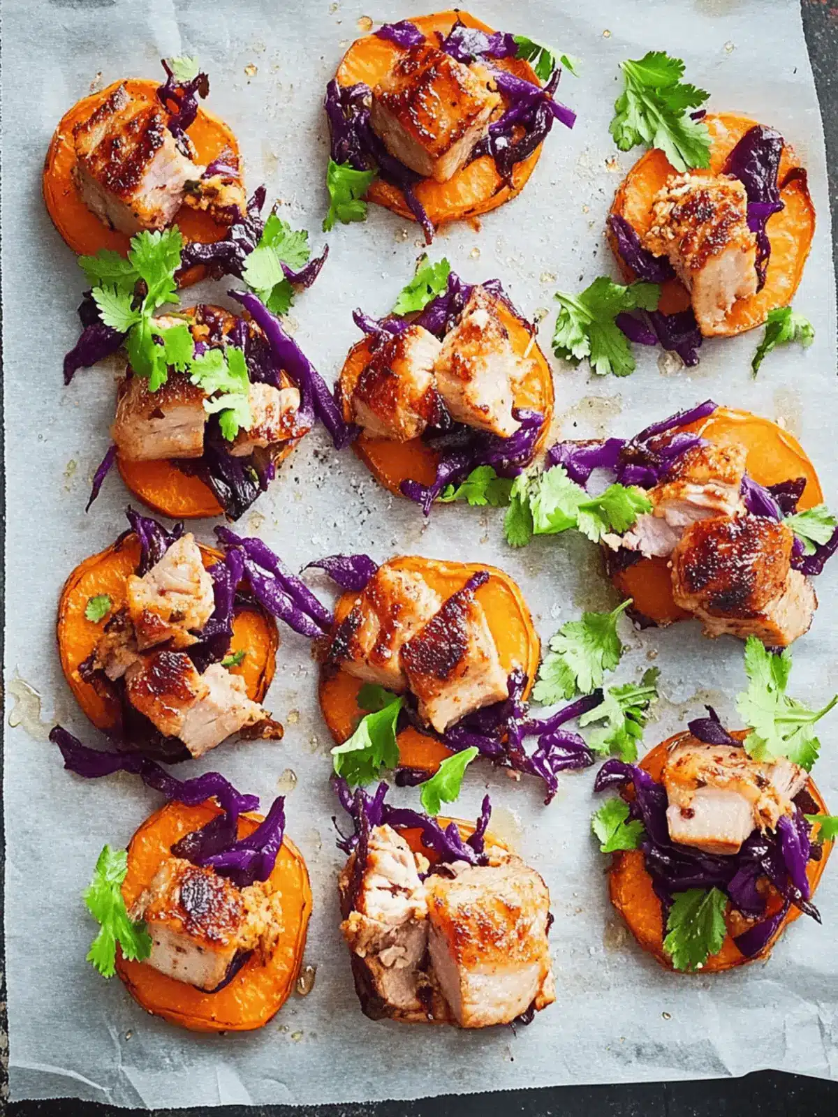 Caramelised pork and kumara bites