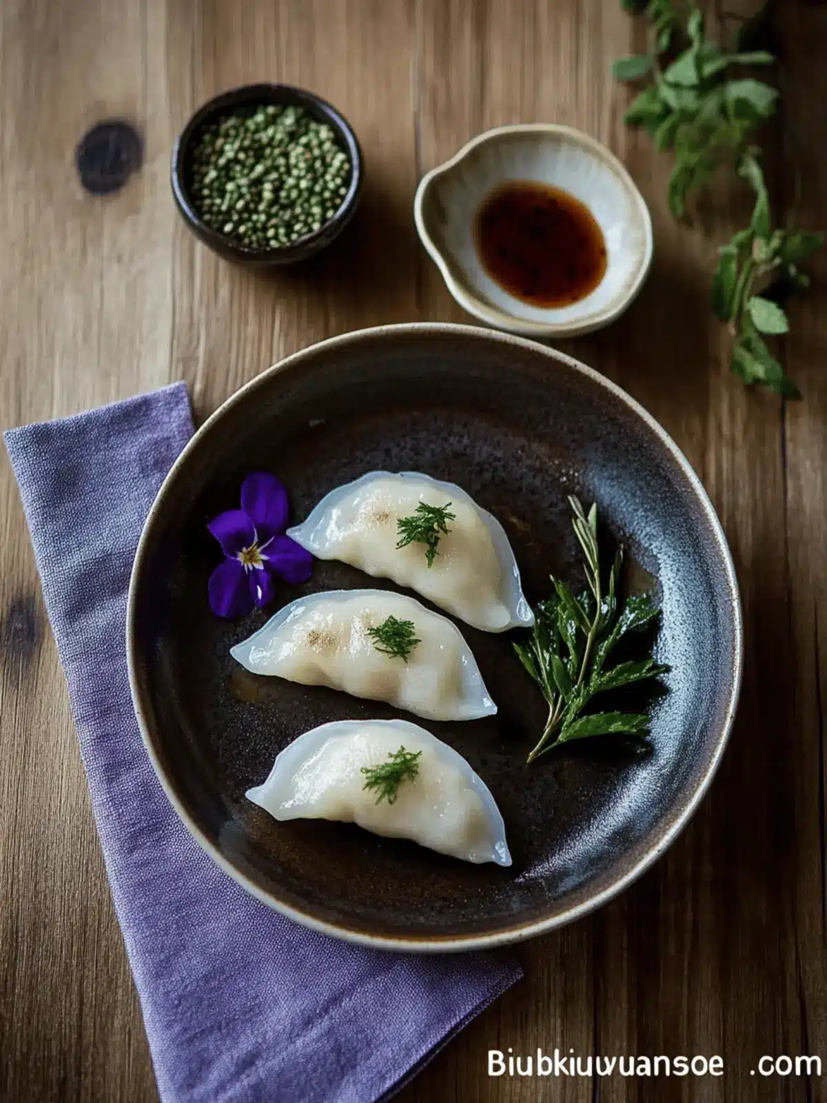 Pan-fried Rice Cake Dumplings with Sweet Red Beans (Bukkumi)