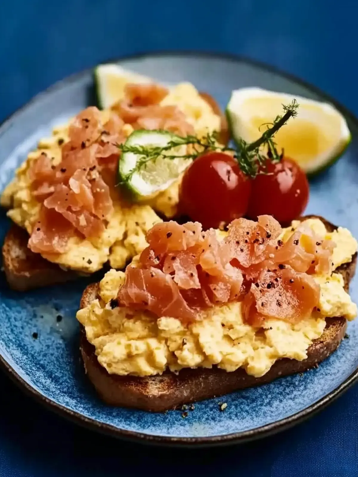 Bloody mary scrambled eggs & smoked salmon